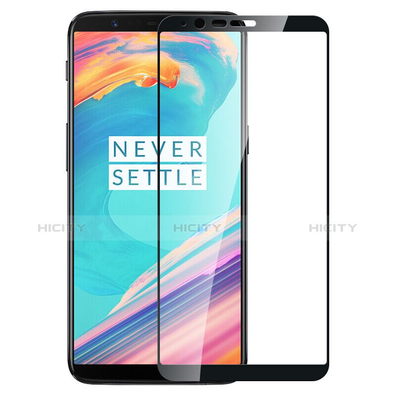 Schutzfolie Full Coverage Displayschutzfolie Panzerfolie Skins zum Aufkleben Gehärtetes Glas Glasfolie für OnePlus 5T A5010 Schwarz