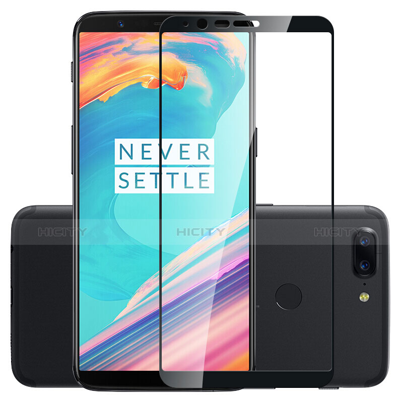 Schutzfolie Full Coverage Displayschutzfolie Panzerfolie Skins zum Aufkleben Gehärtetes Glas Glasfolie für OnePlus 5T A5010 Schwarz