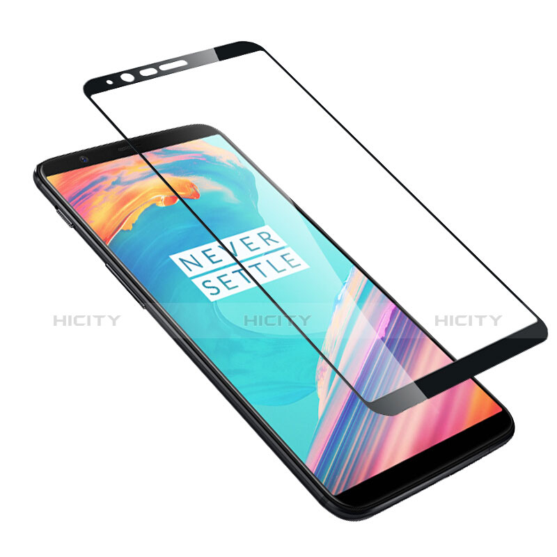 Schutzfolie Full Coverage Displayschutzfolie Panzerfolie Skins zum Aufkleben Gehärtetes Glas Glasfolie für OnePlus 5T A5010 Schwarz