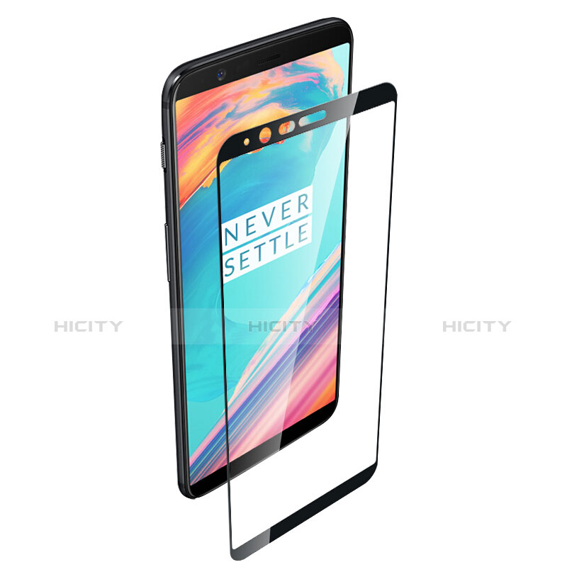 Schutzfolie Full Coverage Displayschutzfolie Panzerfolie Skins zum Aufkleben Gehärtetes Glas Glasfolie für OnePlus 5T A5010 Schwarz