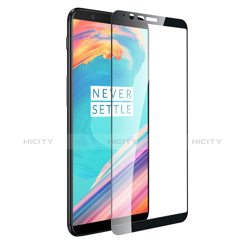 Schutzfolie Full Coverage Displayschutzfolie Panzerfolie Skins zum Aufkleben Gehärtetes Glas Glasfolie für OnePlus 5T A5010 Schwarz