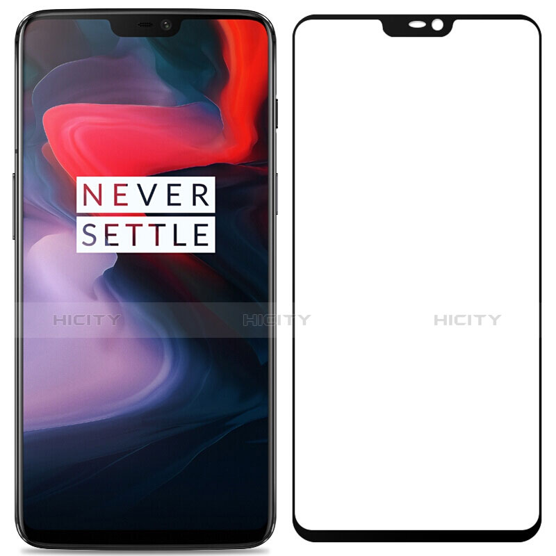 Schutzfolie Full Coverage Displayschutzfolie Panzerfolie Skins zum Aufkleben Gehärtetes Glas Glasfolie für OnePlus 6 Schwarz