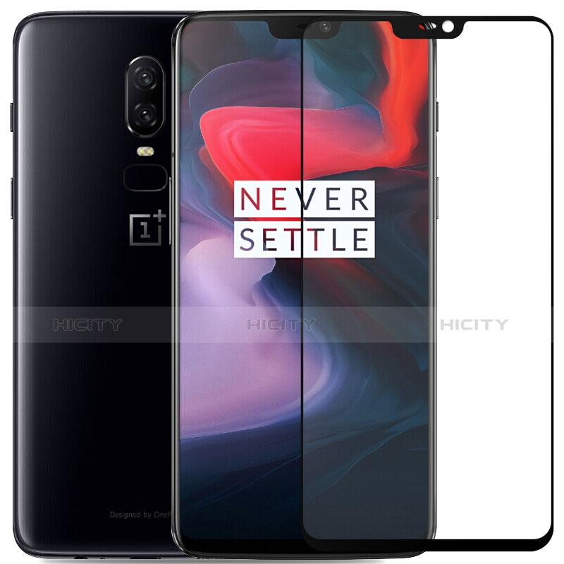 Schutzfolie Full Coverage Displayschutzfolie Panzerfolie Skins zum Aufkleben Gehärtetes Glas Glasfolie für OnePlus 6 Schwarz