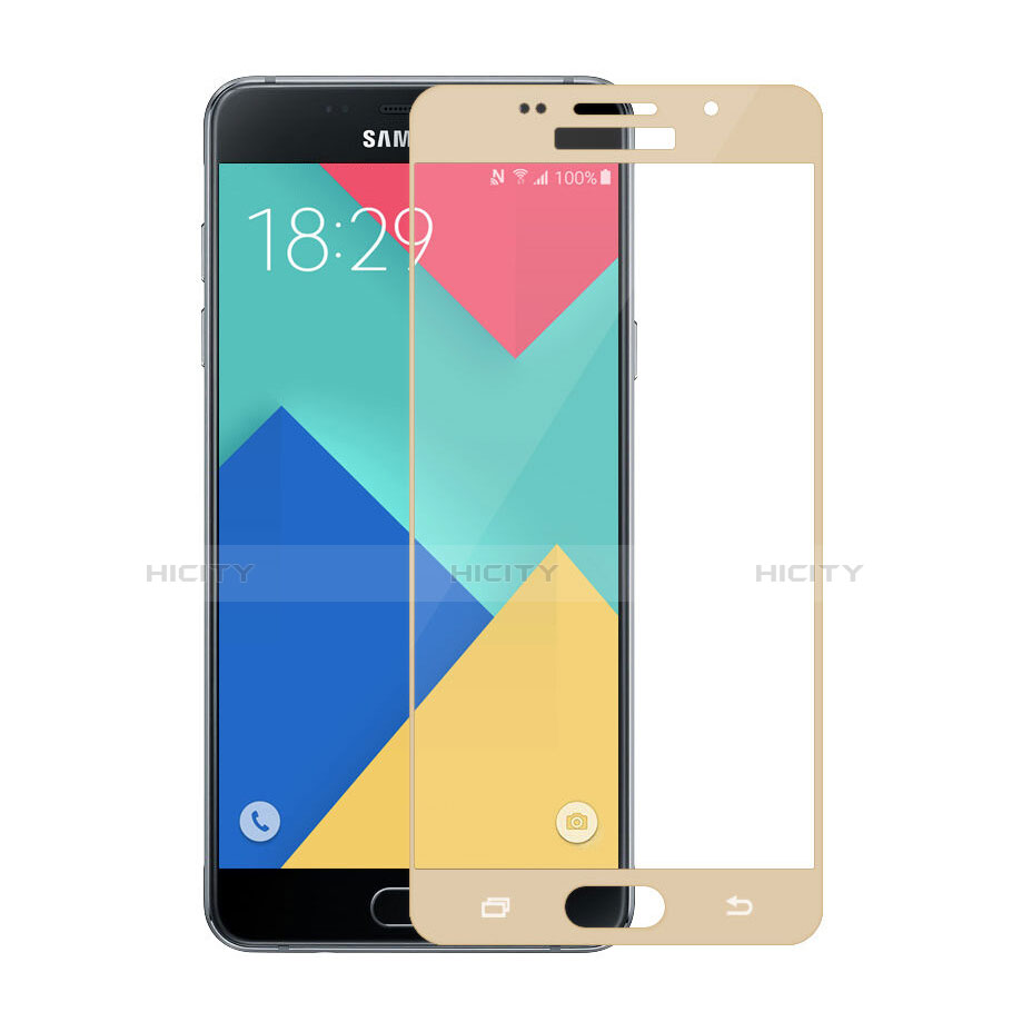 Schutzfolie Full Coverage Displayschutzfolie Panzerfolie Skins zum Aufkleben Gehärtetes Glas Glasfolie für Samsung Galaxy A5 (2016) SM-A510F Gold