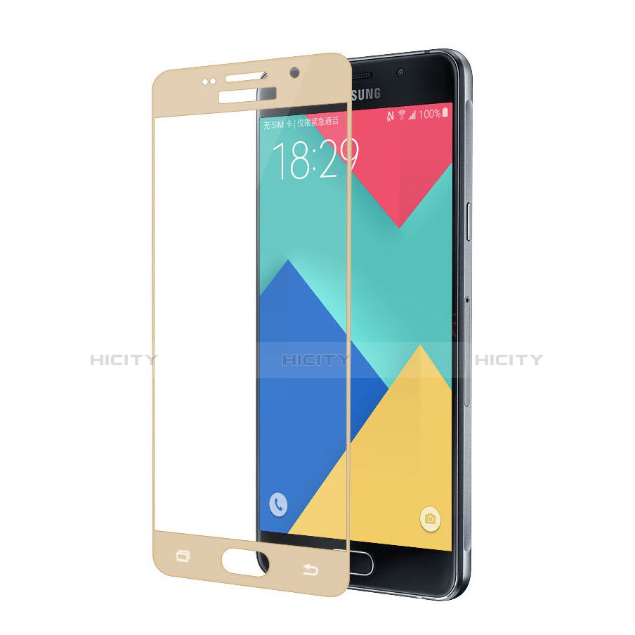 Schutzfolie Full Coverage Displayschutzfolie Panzerfolie Skins zum Aufkleben Gehärtetes Glas Glasfolie für Samsung Galaxy A5 (2016) SM-A510F Gold