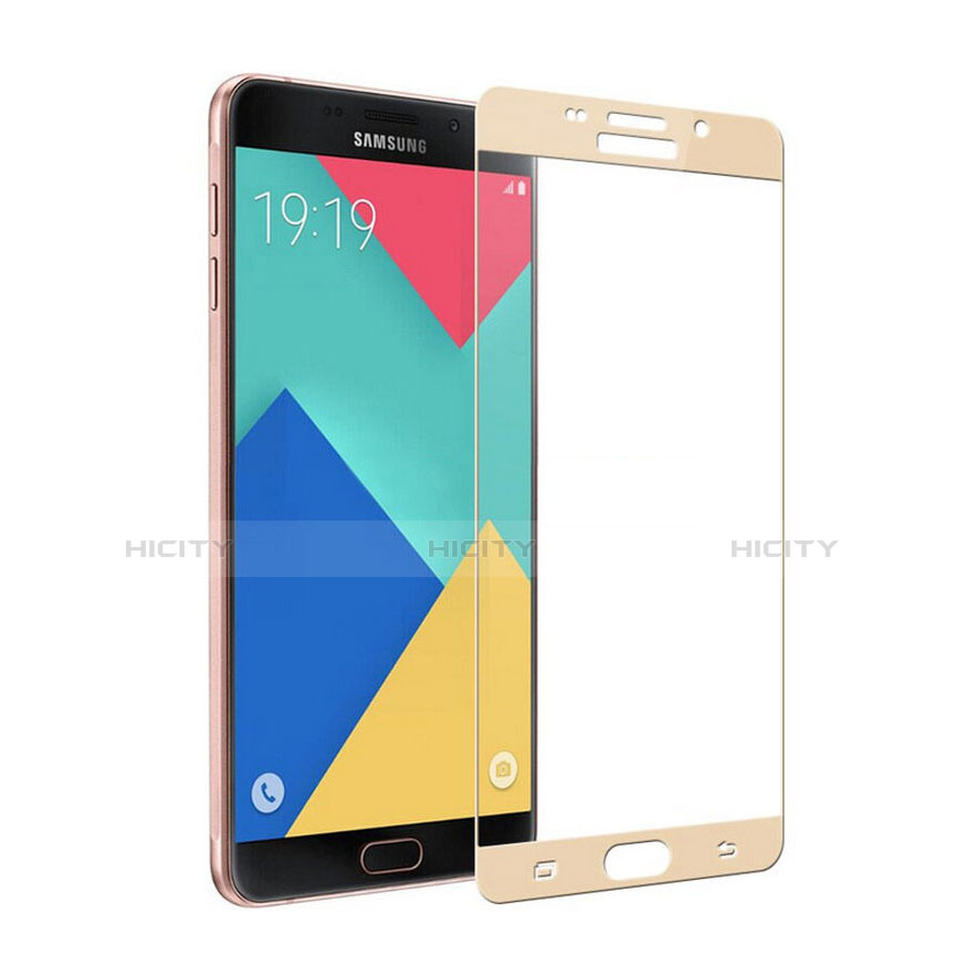 Schutzfolie Full Coverage Displayschutzfolie Panzerfolie Skins zum Aufkleben Gehärtetes Glas Glasfolie für Samsung Galaxy A7 (2016) A7100 Gold