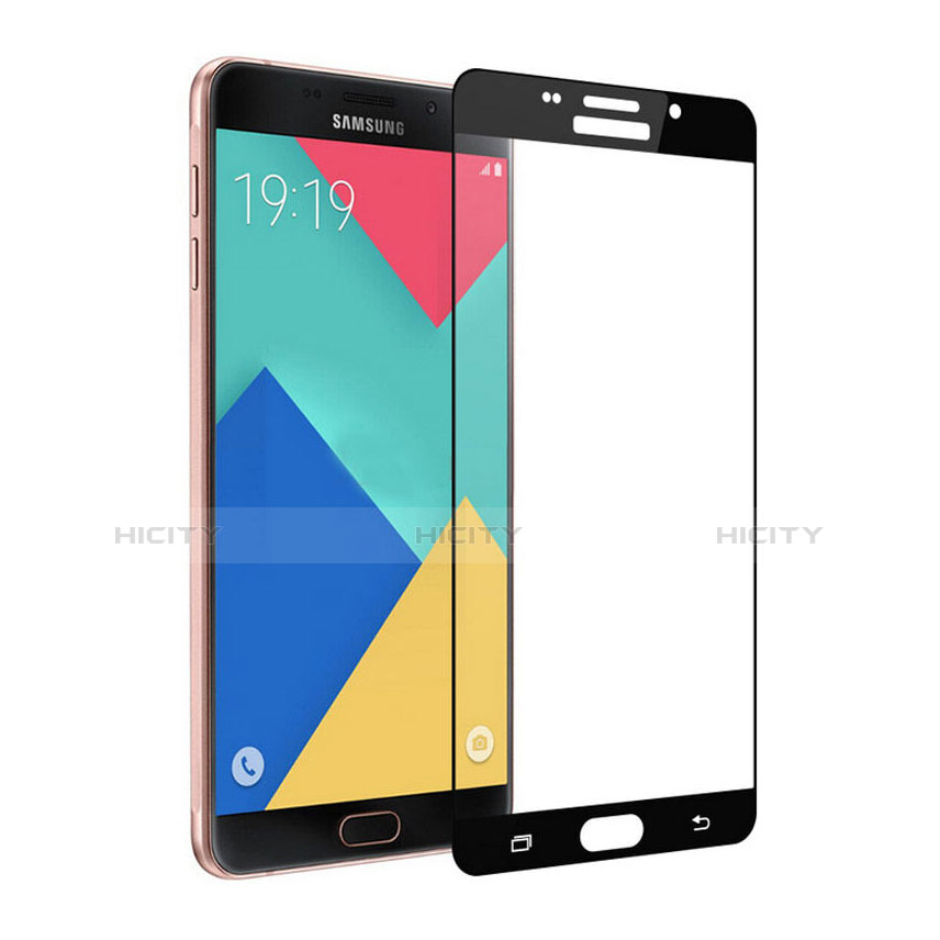 Schutzfolie Full Coverage Displayschutzfolie Panzerfolie Skins zum Aufkleben Gehärtetes Glas Glasfolie für Samsung Galaxy A7 (2016) A7100 Schwarz