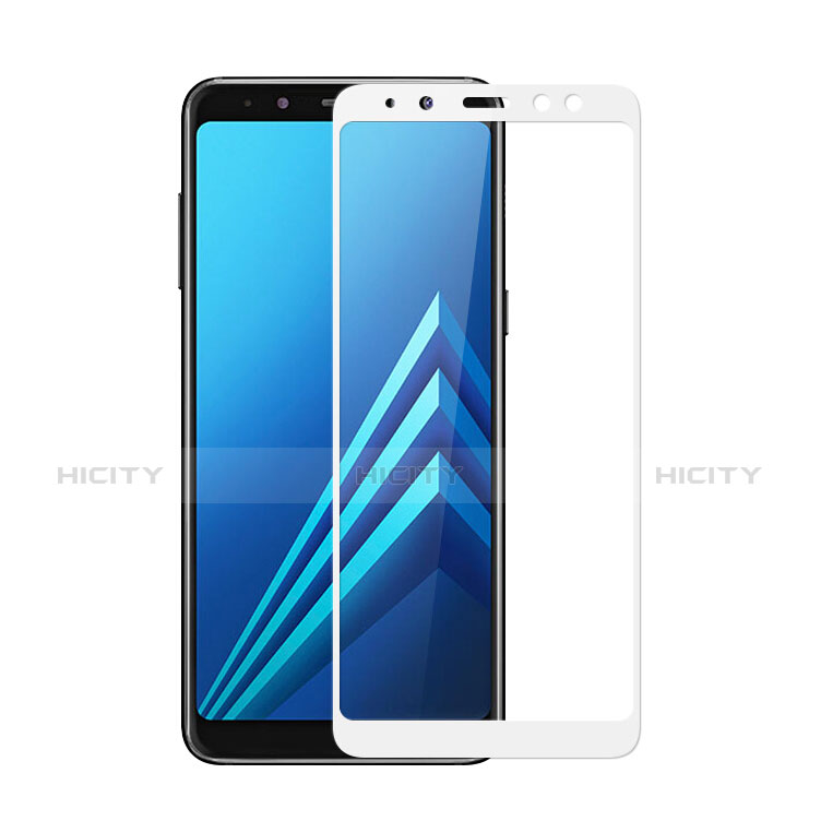 Schutzfolie Full Coverage Displayschutzfolie Panzerfolie Skins zum Aufkleben Gehärtetes Glas Glasfolie für Samsung Galaxy A8 (2018) A530F Weiß Plus