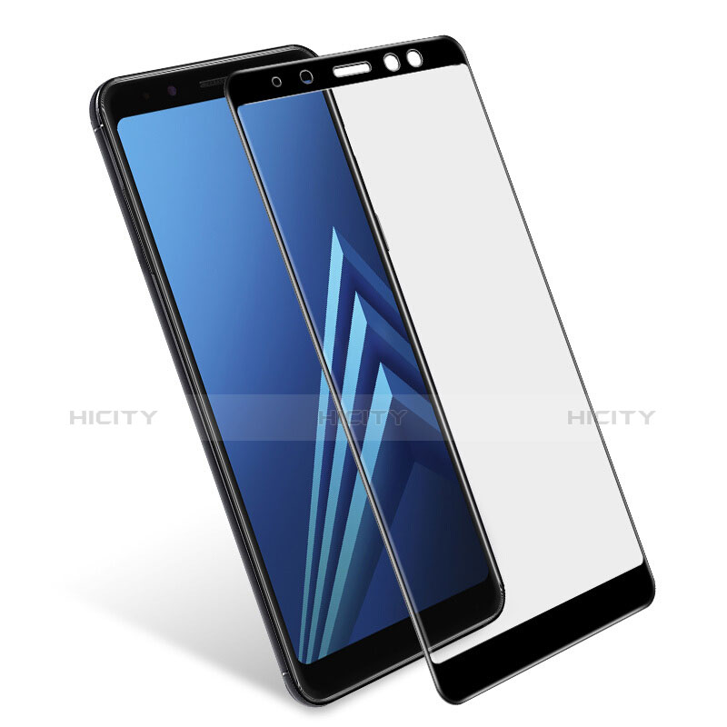 Schutzfolie Full Coverage Displayschutzfolie Panzerfolie Skins zum Aufkleben Gehärtetes Glas Glasfolie für Samsung Galaxy A8+ A8 Plus (2018) A730F Schwarz