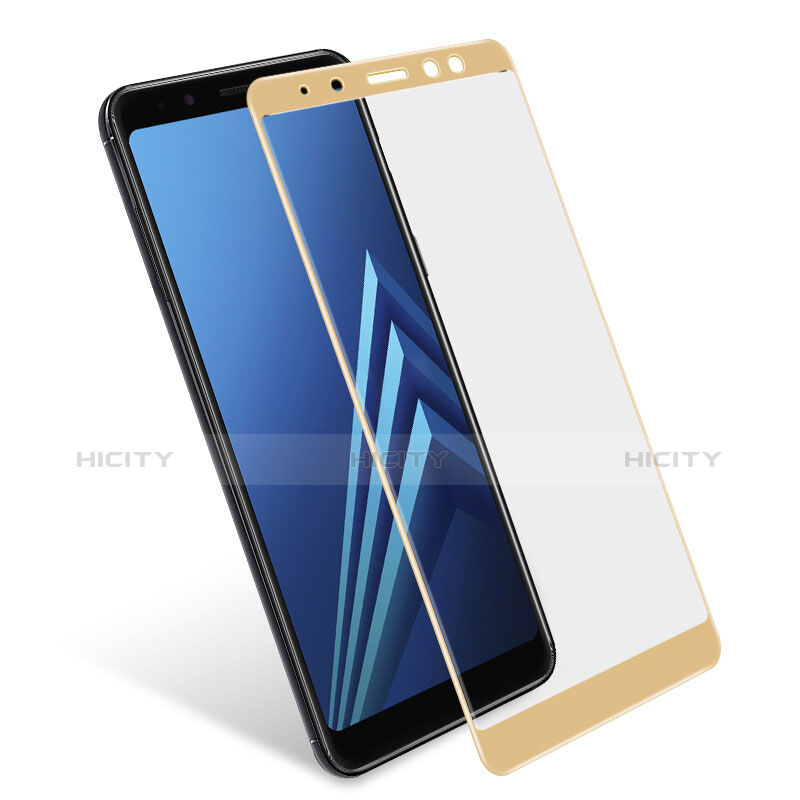 Schutzfolie Full Coverage Displayschutzfolie Panzerfolie Skins zum Aufkleben Gehärtetes Glas Glasfolie für Samsung Galaxy A8+ A8 Plus (2018) Duos A730F Gold