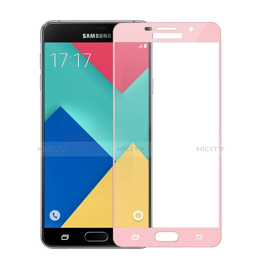 Schutzfolie Full Coverage Displayschutzfolie Panzerfolie Skins zum Aufkleben Gehärtetes Glas Glasfolie für Samsung Galaxy A9 (2016) A9000 Rosa Plus