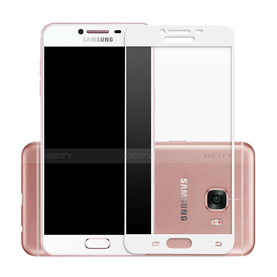 Schutzfolie Full Coverage Displayschutzfolie Panzerfolie Skins zum Aufkleben Gehärtetes Glas Glasfolie für Samsung Galaxy C5 SM-C5000 Weiß Plus