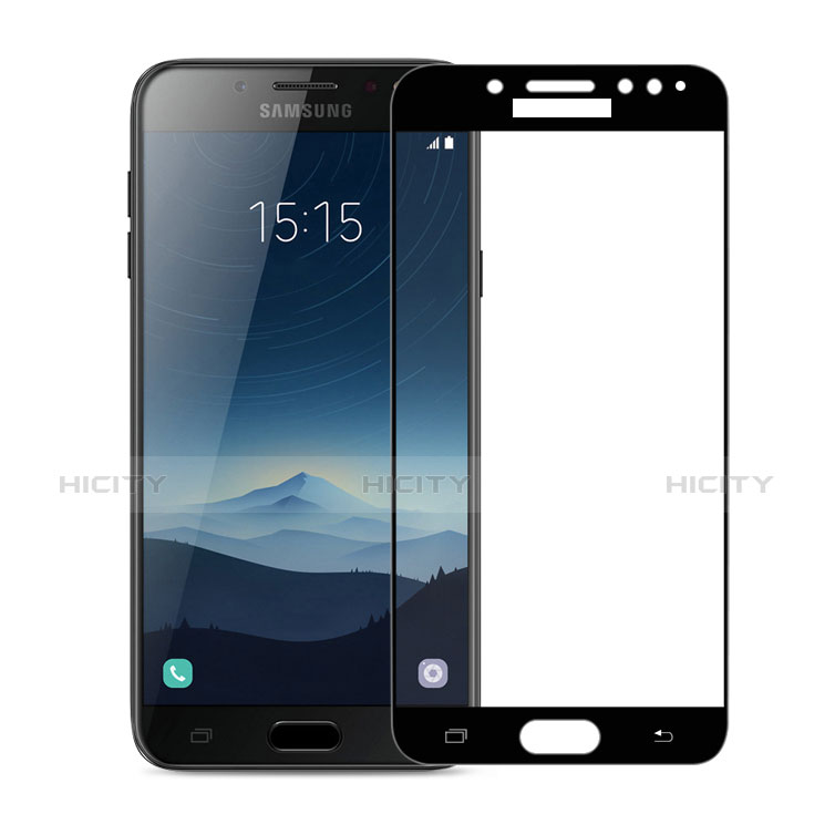 Schutzfolie Full Coverage Displayschutzfolie Panzerfolie Skins zum Aufkleben Gehärtetes Glas Glasfolie für Samsung Galaxy C7 (2017) Schwarz