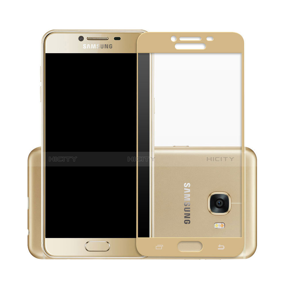 Schutzfolie Full Coverage Displayschutzfolie Panzerfolie Skins zum Aufkleben Gehärtetes Glas Glasfolie für Samsung Galaxy C7 SM-C7000 Gold