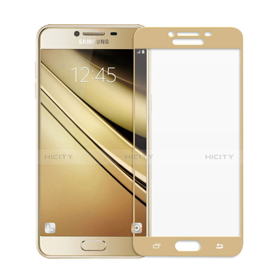 Schutzfolie Full Coverage Displayschutzfolie Panzerfolie Skins zum Aufkleben Gehärtetes Glas Glasfolie für Samsung Galaxy C7 SM-C7000 Gold