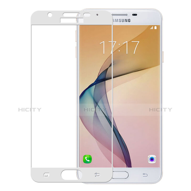 Schutzfolie Full Coverage Displayschutzfolie Panzerfolie Skins zum Aufkleben Gehärtetes Glas Glasfolie für Samsung Galaxy J5 Prime G570F Weiß Plus