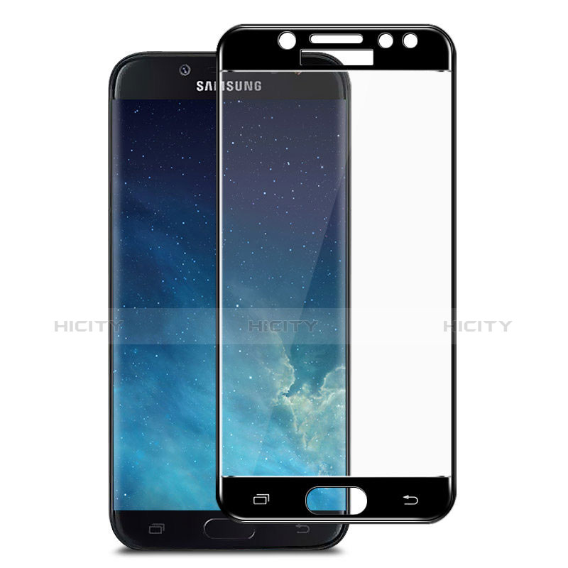 Schutzfolie Full Coverage Displayschutzfolie Panzerfolie Skins zum Aufkleben Gehärtetes Glas Glasfolie für Samsung Galaxy J7 Pro Schwarz