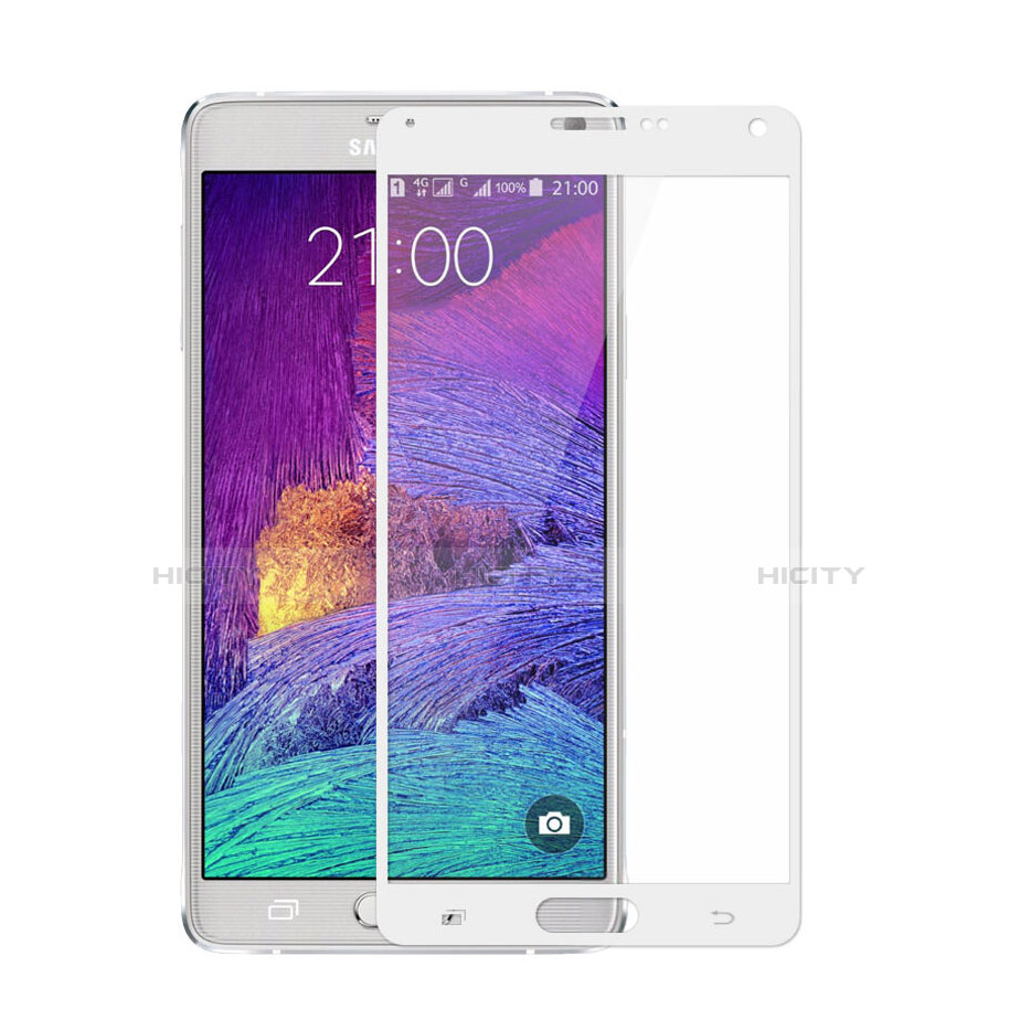 Schutzfolie Full Coverage Displayschutzfolie Panzerfolie Skins zum Aufkleben Gehärtetes Glas Glasfolie für Samsung Galaxy Note 4 Duos N9100 Dual SIM Weiß