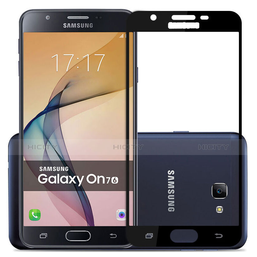 Schutzfolie Full Coverage Displayschutzfolie Panzerfolie Skins zum Aufkleben Gehärtetes Glas Glasfolie für Samsung Galaxy On7 (2016) G6100 Schwarz