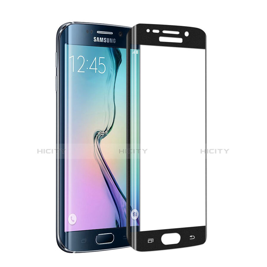 Schutzfolie Full Coverage Displayschutzfolie Panzerfolie Skins zum Aufkleben Gehärtetes Glas Glasfolie für Samsung Galaxy S6 Edge+ Plus SM-G928F Schwarz groß