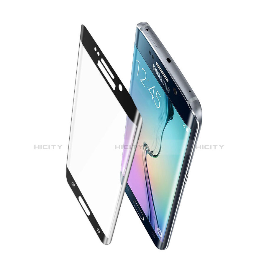 Schutzfolie Full Coverage Displayschutzfolie Panzerfolie Skins zum Aufkleben Gehärtetes Glas Glasfolie für Samsung Galaxy S6 Edge+ Plus SM-G928F Schwarz groß