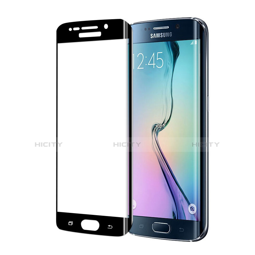 Schutzfolie Full Coverage Displayschutzfolie Panzerfolie Skins zum Aufkleben Gehärtetes Glas Glasfolie für Samsung Galaxy S6 Edge SM-G925 Schwarz groß