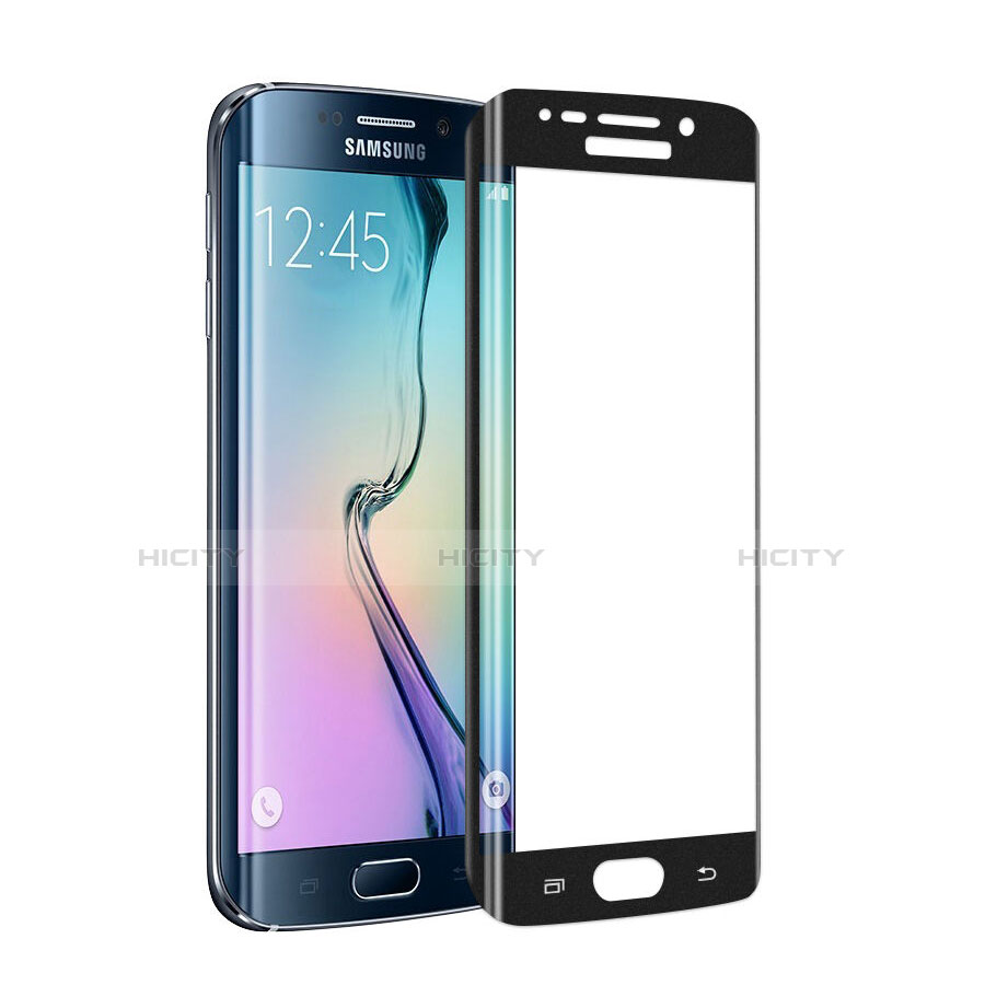 Schutzfolie Full Coverage Displayschutzfolie Panzerfolie Skins zum Aufkleben Gehärtetes Glas Glasfolie für Samsung Galaxy S6 Edge SM-G925 Schwarz groß