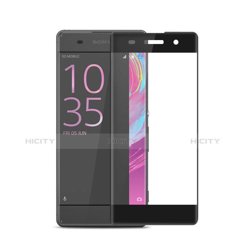 Schutzfolie Full Coverage Displayschutzfolie Panzerfolie Skins zum Aufkleben Gehärtetes Glas Glasfolie für Sony Xperia XA F3111 (2016) Schwarz