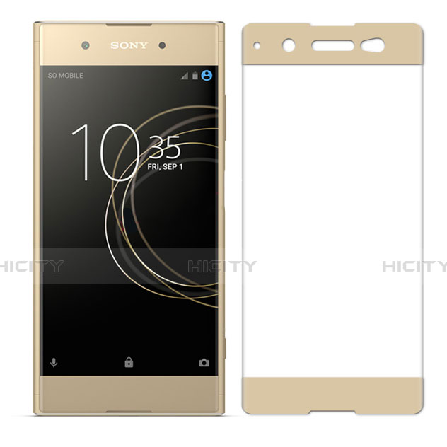 Schutzfolie Full Coverage Displayschutzfolie Panzerfolie Skins zum Aufkleben Gehärtetes Glas Glasfolie für Sony Xperia XA1 Plus Gold