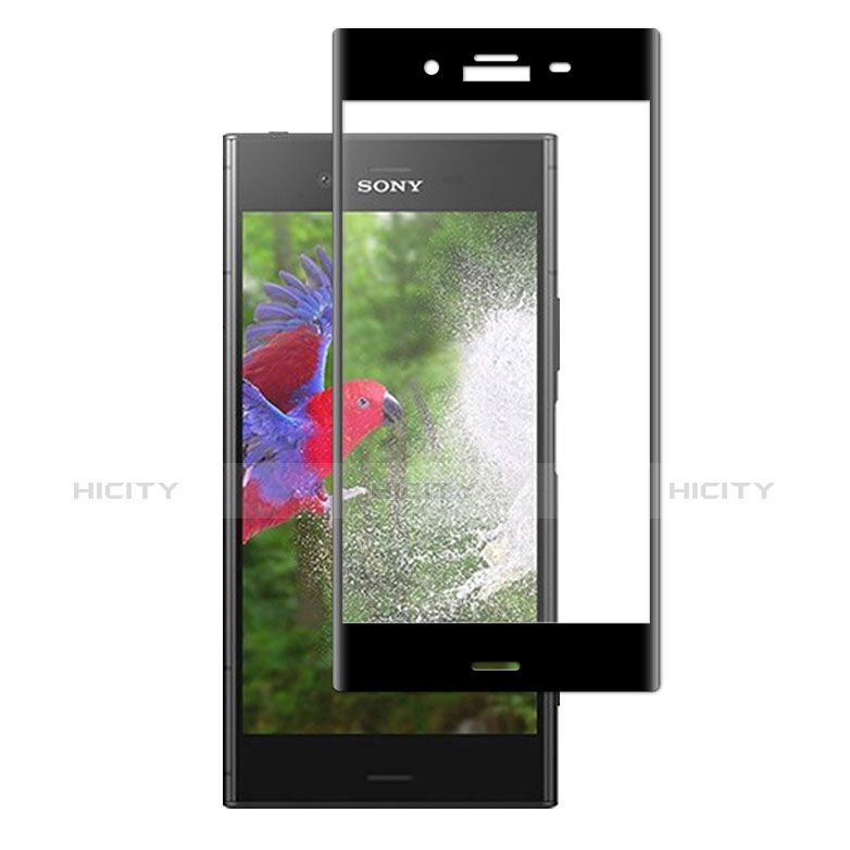 Schutzfolie Full Coverage Displayschutzfolie Panzerfolie Skins zum Aufkleben Gehärtetes Glas Glasfolie für Sony Xperia XZ1 Schwarz