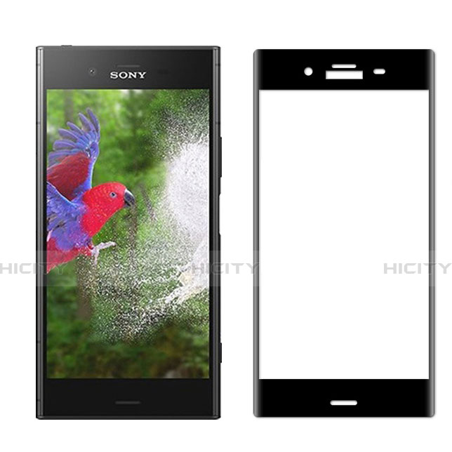 Schutzfolie Full Coverage Displayschutzfolie Panzerfolie Skins zum Aufkleben Gehärtetes Glas Glasfolie für Sony Xperia XZ1 Schwarz