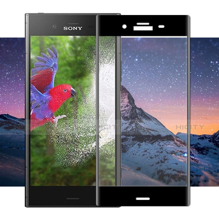 Schutzfolie Full Coverage Displayschutzfolie Panzerfolie Skins zum Aufkleben Gehärtetes Glas Glasfolie für Sony Xperia XZ1 Schwarz