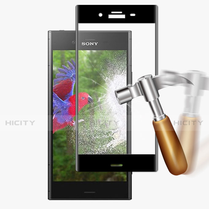 Schutzfolie Full Coverage Displayschutzfolie Panzerfolie Skins zum Aufkleben Gehärtetes Glas Glasfolie für Sony Xperia XZ1 Schwarz