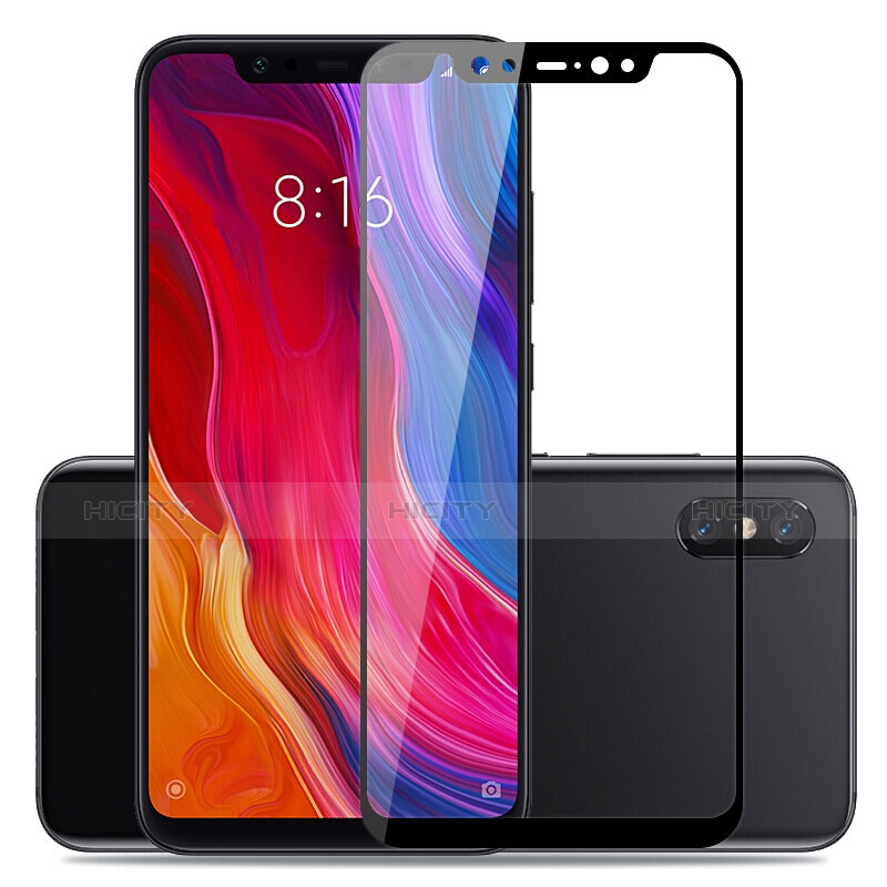 Schutzfolie Full Coverage Displayschutzfolie Panzerfolie Skins zum Aufkleben Gehärtetes Glas Glasfolie für Xiaomi Mi 8 Explorer Schwarz