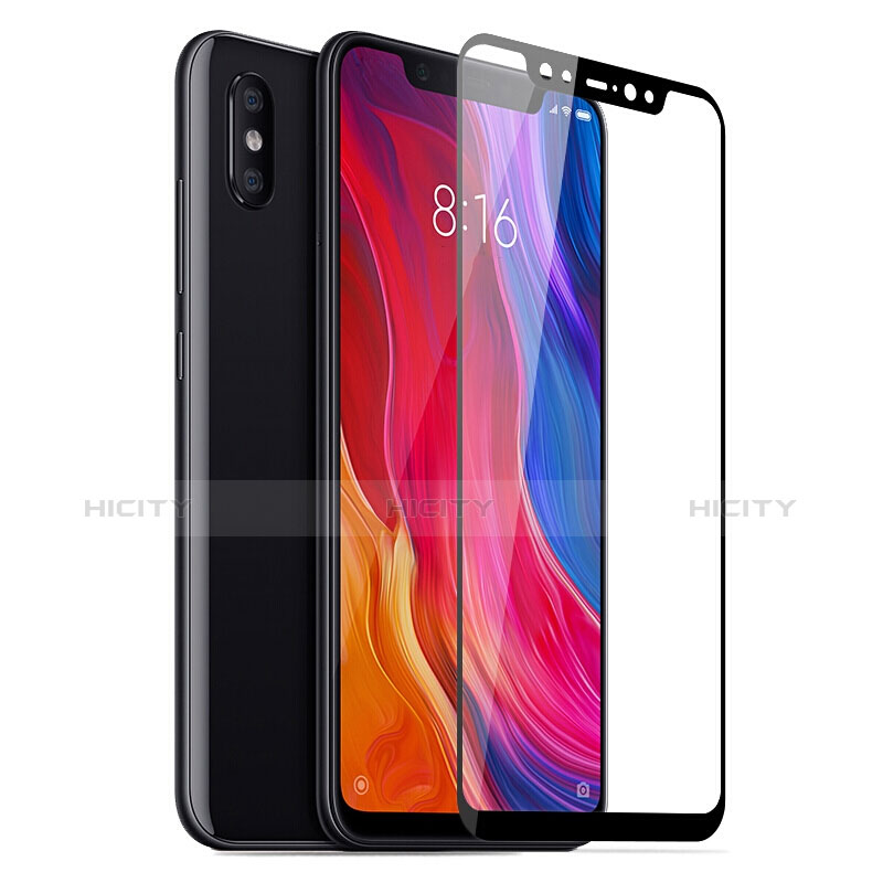 Schutzfolie Full Coverage Displayschutzfolie Panzerfolie Skins zum Aufkleben Gehärtetes Glas Glasfolie für Xiaomi Mi 8 Explorer Schwarz