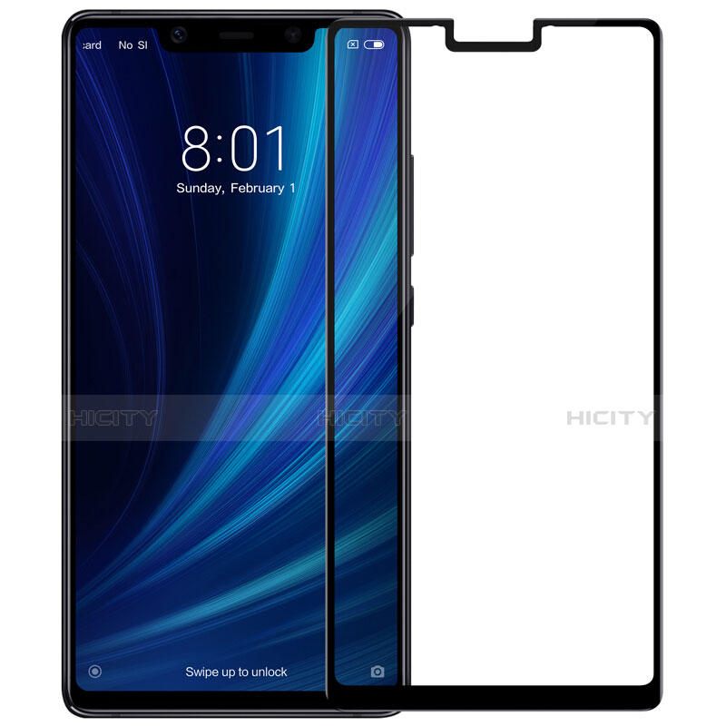 Schutzfolie Full Coverage Displayschutzfolie Panzerfolie Skins zum Aufkleben Gehärtetes Glas Glasfolie für Xiaomi Mi 8 SE Schwarz