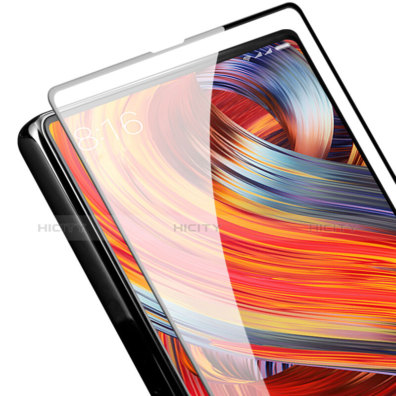 Schutzfolie Full Coverage Displayschutzfolie Panzerfolie Skins zum Aufkleben Gehärtetes Glas Glasfolie für Xiaomi Mi Mix 2 Schwarz