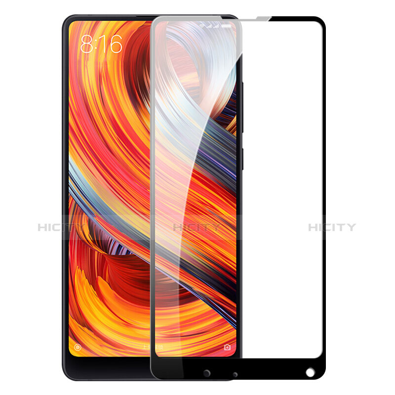 Schutzfolie Full Coverage Displayschutzfolie Panzerfolie Skins zum Aufkleben Gehärtetes Glas Glasfolie für Xiaomi Mi Mix 2 Schwarz