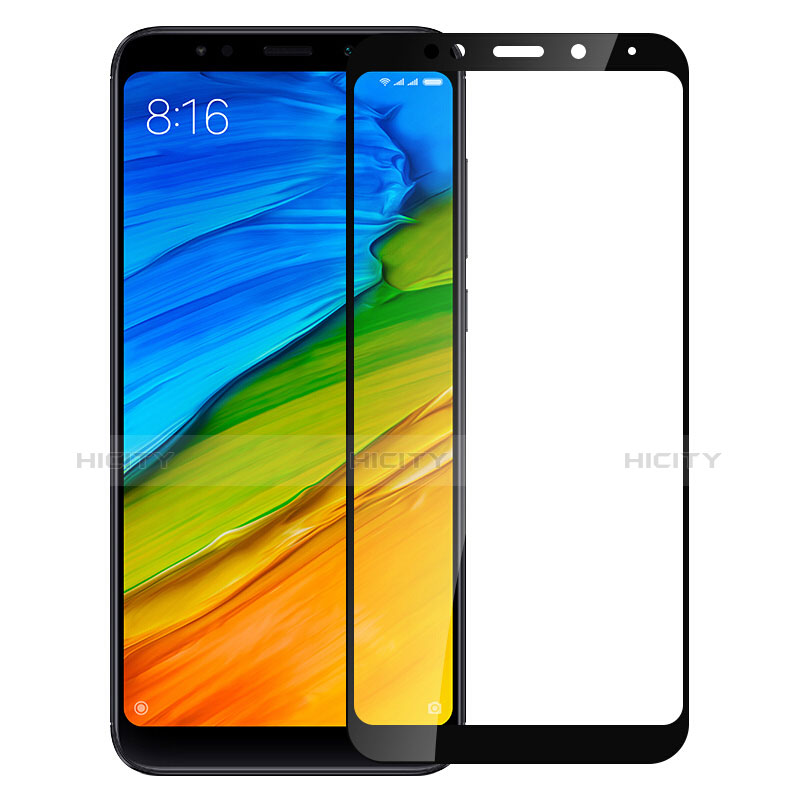 Schutzfolie Full Coverage Displayschutzfolie Panzerfolie Skins zum Aufkleben Gehärtetes Glas Glasfolie für Xiaomi Redmi 5 Plus Schwarz groß