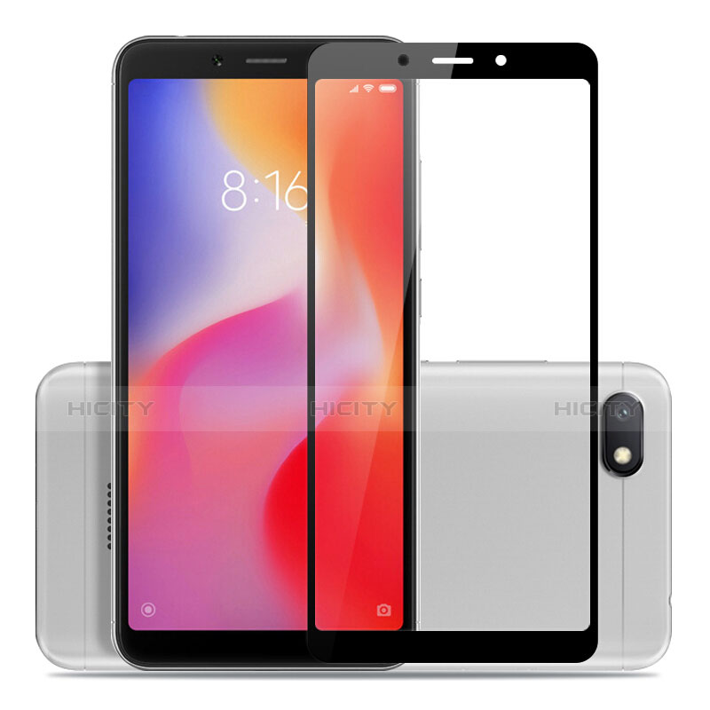 Schutzfolie Full Coverage Displayschutzfolie Panzerfolie Skins zum Aufkleben Gehärtetes Glas Glasfolie für Xiaomi Redmi 6A Schwarz