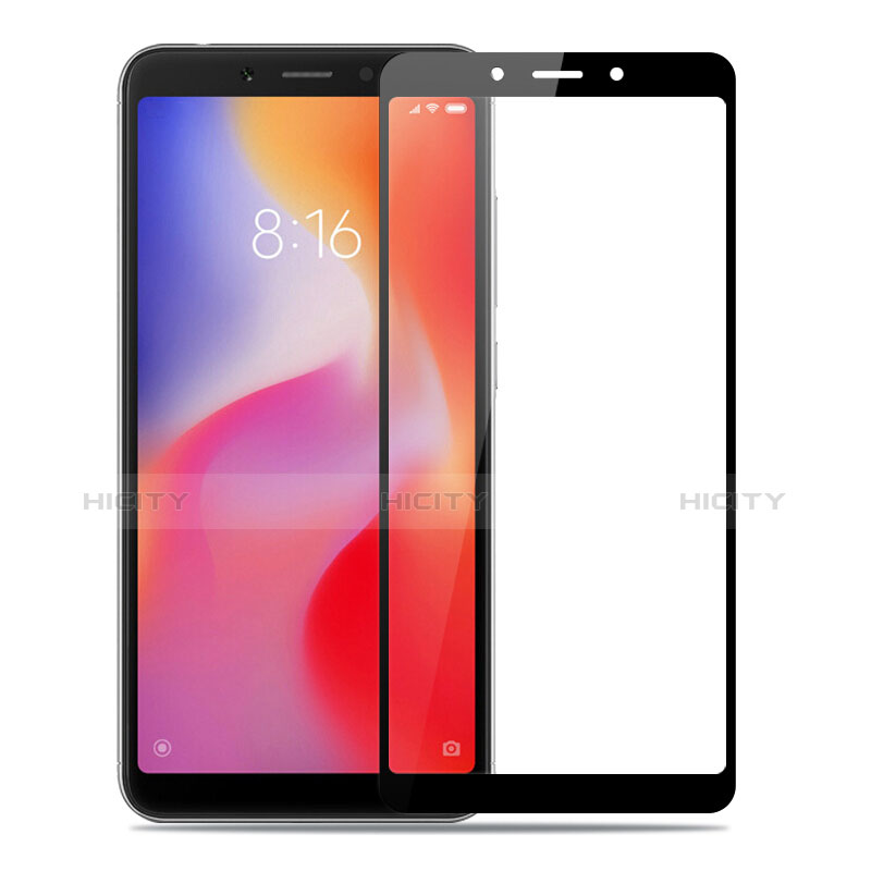 Schutzfolie Full Coverage Displayschutzfolie Panzerfolie Skins zum Aufkleben Gehärtetes Glas Glasfolie für Xiaomi Redmi 6A Schwarz