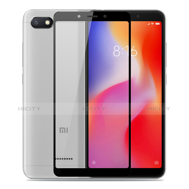 Schutzfolie Full Coverage Displayschutzfolie Panzerfolie Skins zum Aufkleben Gehärtetes Glas Glasfolie für Xiaomi Redmi 6A Schwarz