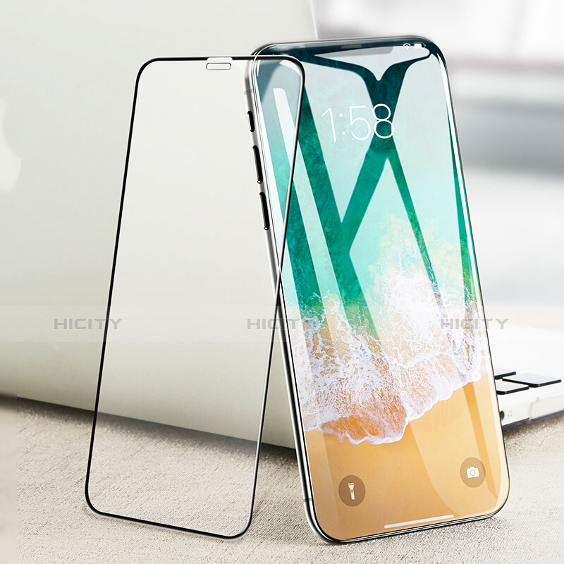 Schutzfolie Full Coverage Displayschutzfolie Panzerfolie Skins zum Aufkleben Gehärtetes Glas Glasfolie P01 für Apple iPhone X Schwarz