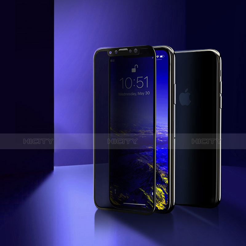 Schutzfolie Full Coverage Displayschutzfolie Panzerfolie Skins zum Aufkleben Gehärtetes Glas Glasfolie P03 für Apple iPhone X Schwarz