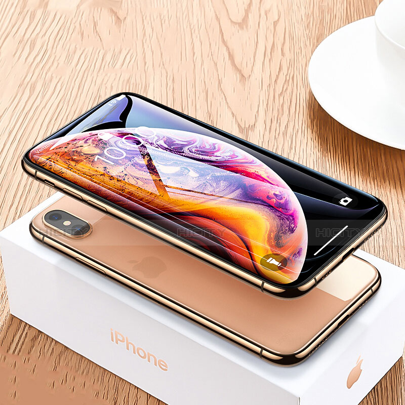 Schutzfolie Full Coverage Displayschutzfolie Panzerfolie Skins zum Aufkleben Gehärtetes Glas Glasfolie P06 für Apple iPhone X Schwarz