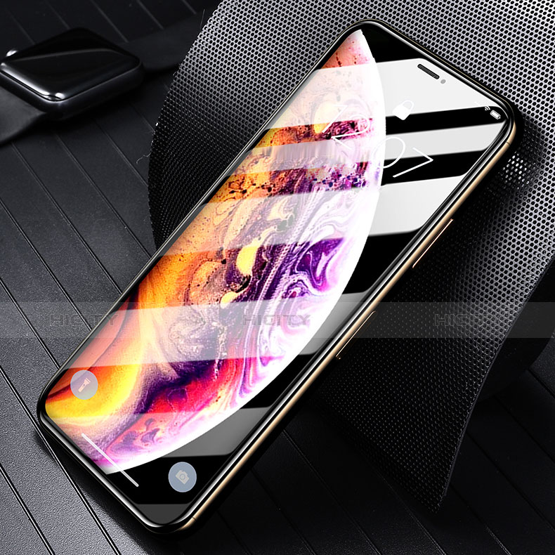 Schutzfolie Full Coverage Displayschutzfolie Panzerfolie Skins zum Aufkleben Gehärtetes Glas Glasfolie P06 für Apple iPhone X Schwarz