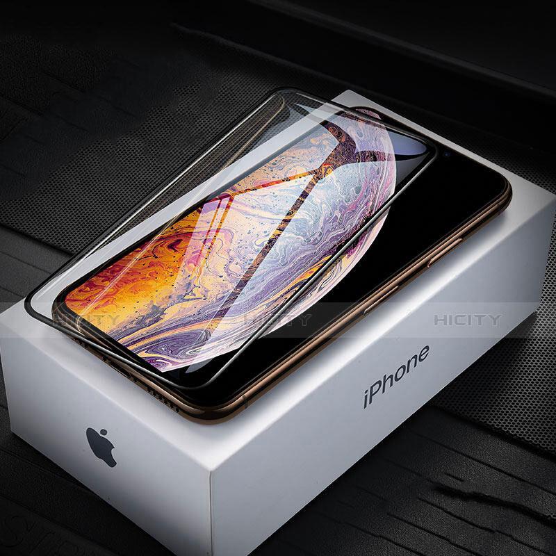 Schutzfolie Full Coverage Displayschutzfolie Panzerfolie Skins zum Aufkleben Gehärtetes Glas Glasfolie P08 für Apple iPhone Xs Schwarz groß