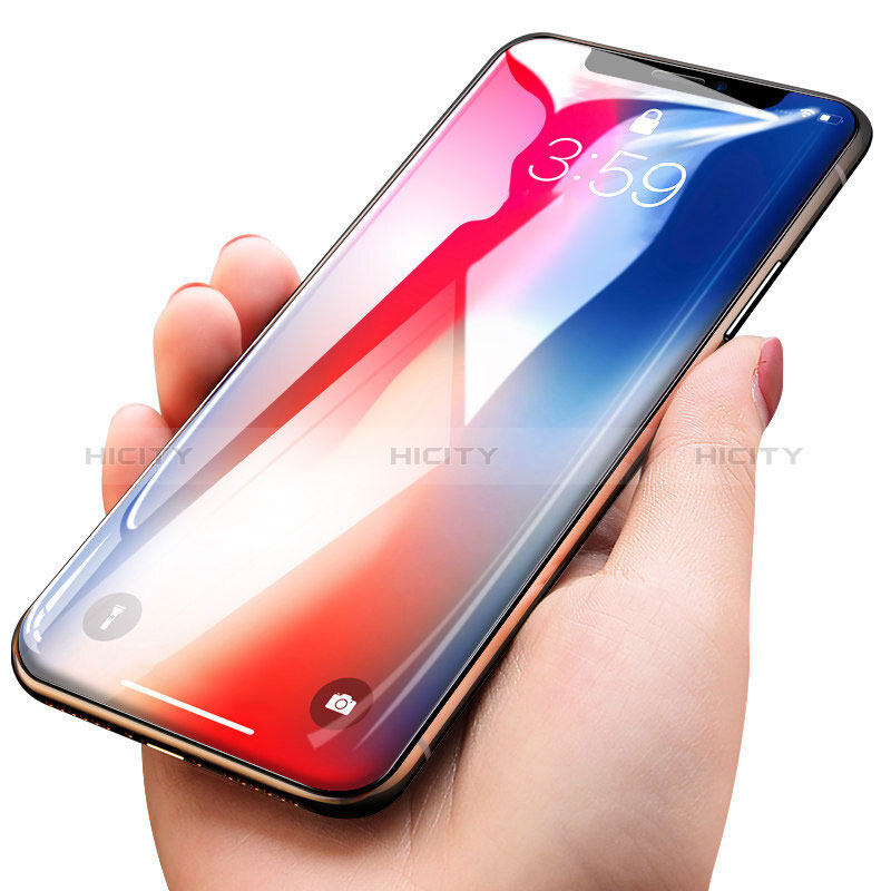 Schutzfolie Full Coverage Displayschutzfolie Panzerfolie Skins zum Aufkleben Gehärtetes Glas Glasfolie T19 für Apple iPhone X Schwarz groß