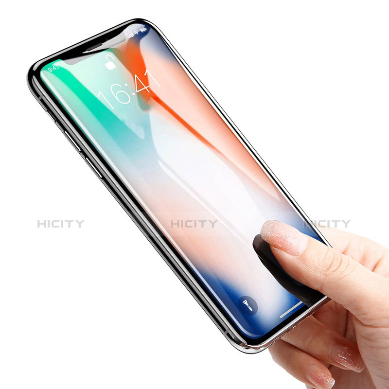 Schutzfolie Full Coverage Displayschutzfolie Panzerfolie Skins zum Aufkleben Gehärtetes Glas Glasfolie V02 für Apple iPhone X Weiß