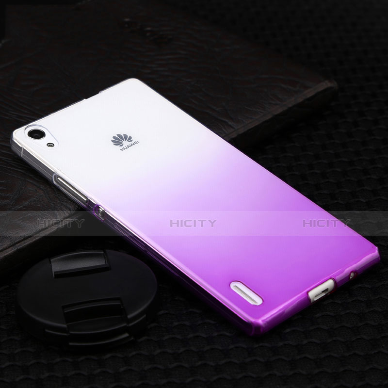 Schutzhülle Handytasche Durchsichtig Farbverlauf für Huawei Ascend P7 Violett